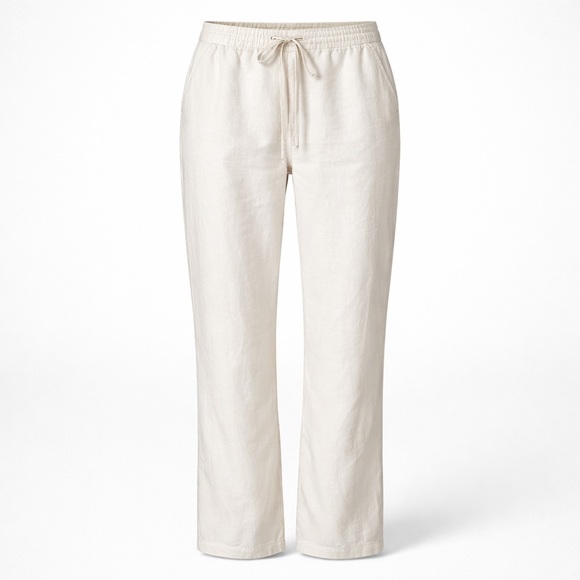 Vintage Havana Pants - Casual white linen blend Drawstring Trousers